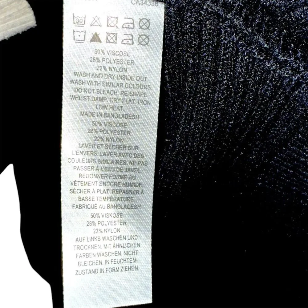 French Connection Black Ribbed Cowl Neck Sweater NWT Size M